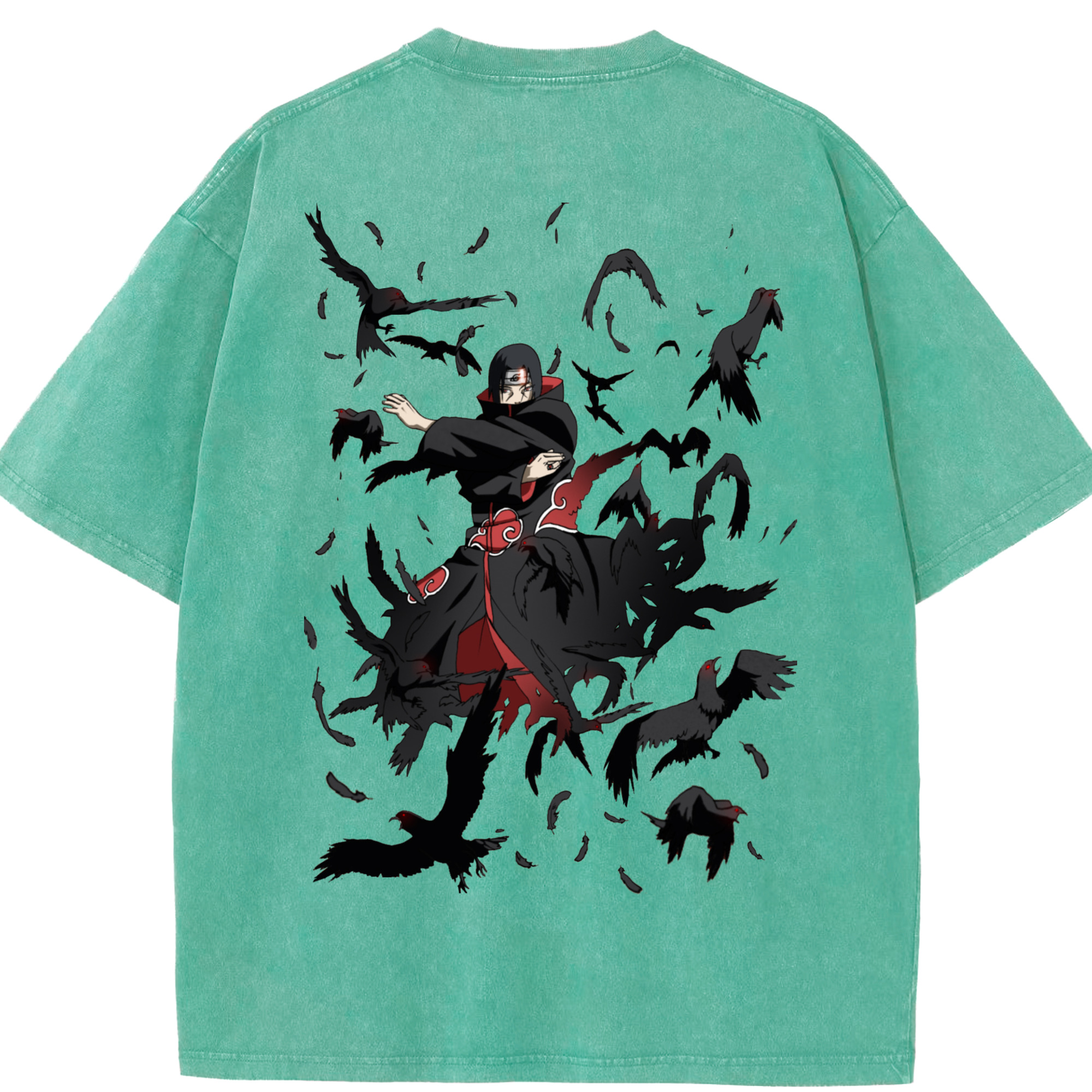 （画像用） NARUTO -ナルト- うちは イタチ Uchiha Itachi 綿100% ヴィンテージ風 半袖Tシャツ（背面プリント）